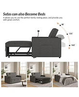 Duncan Modern Channel Tufted Upholstered Sleeper Sofa With Built-In Usb Port