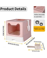 Bingopaw Cat Litter Boxes Pet Toilet with Scoop Drawer Top Opening