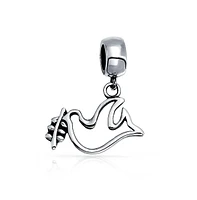 Bling Jewelry Set of 2 Inspirational World Peace Sign & Dove Dangle Charm Bead Sterling Silver for European Bracelets