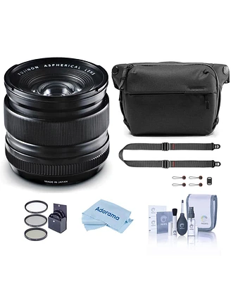 Fujifilm Xf 14mm f/2.8 R Lens, Bundle with Peak Design Everyday Sling V2, SlideLITE Strap, 58mm Filter Kit, Cleaning Kit, Microfiber Cloth