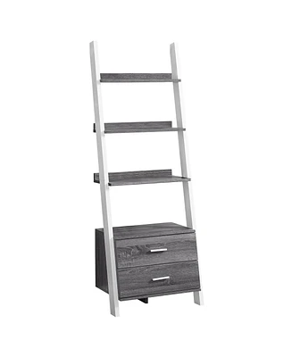 Rustic Wood Ladder Bookcase with Built-In Drawers – Stylish Storage Bookshelf