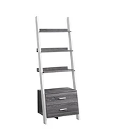 Rustic Wood Ladder Bookcase with Built-In Drawers – Stylish Storage Bookshelf