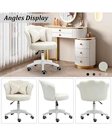 Dyhome Modern Velvet Task Chair 360 Swivel Adjustable Height Office