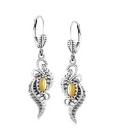 Sterling Silver Yellow Mother of Pearl Vine and Leaf Dangle Earrings
