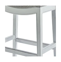 Upholstered And Solid Wood Backless Bar Height Bar Chair