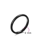 Bling Jewelry Minimalist Thin Stackable Dome Band Ring 2MM Gold Silver Black Plated Titanium Simple