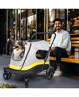 Bingopaw 4 Wheel Medium-Large Dog Stroller With 3 Zipper Doors