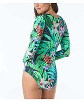 Beach House Sport Women's Emerge Long Sleeve Ruched Zip Front One Piece Swimsuit