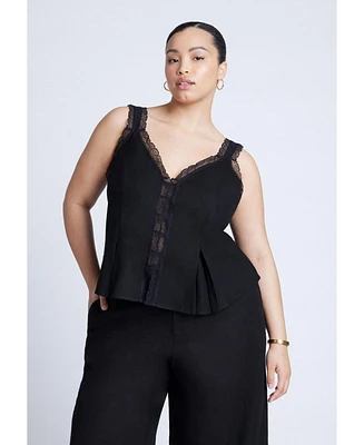 Eloquii Plus Lace Detail V-Neck Top