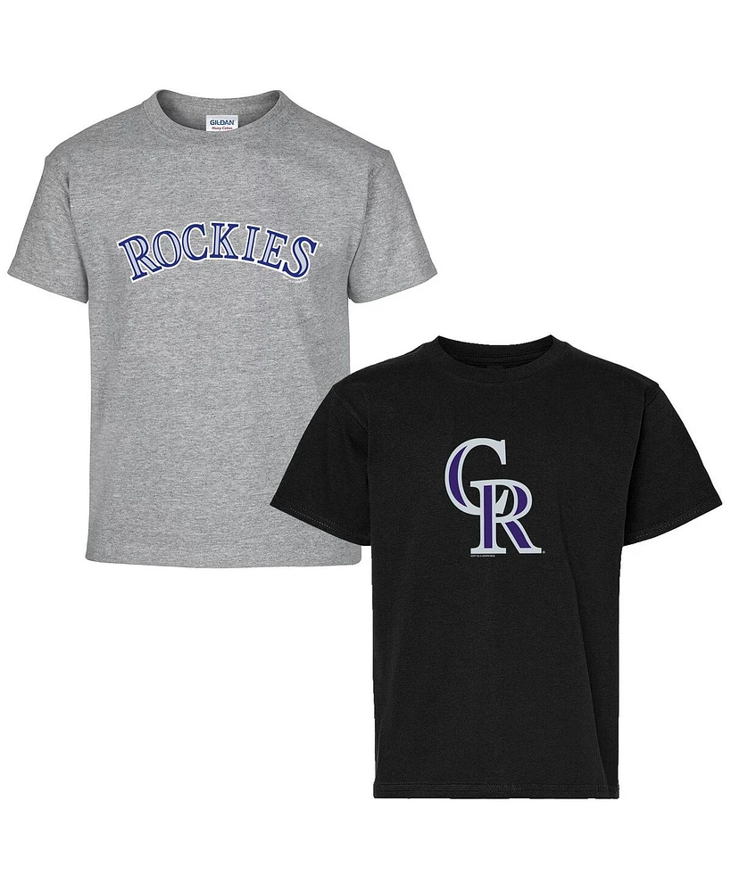 Soft As A Grape Big Boys and Girls 2-Pack Black/Gray Colorado Rockies T-Shirt Set