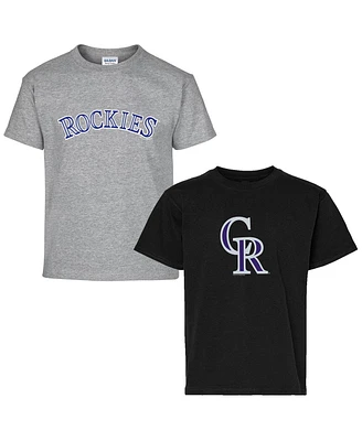 Soft As A Grape Big Boys and Girls 2-Pack Black/Gray Colorado Rockies T-Shirt Set