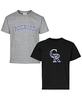 Soft As A Grape Big Boys and Girls 2-Pack Black/Gray Colorado Rockies T-Shirt Set