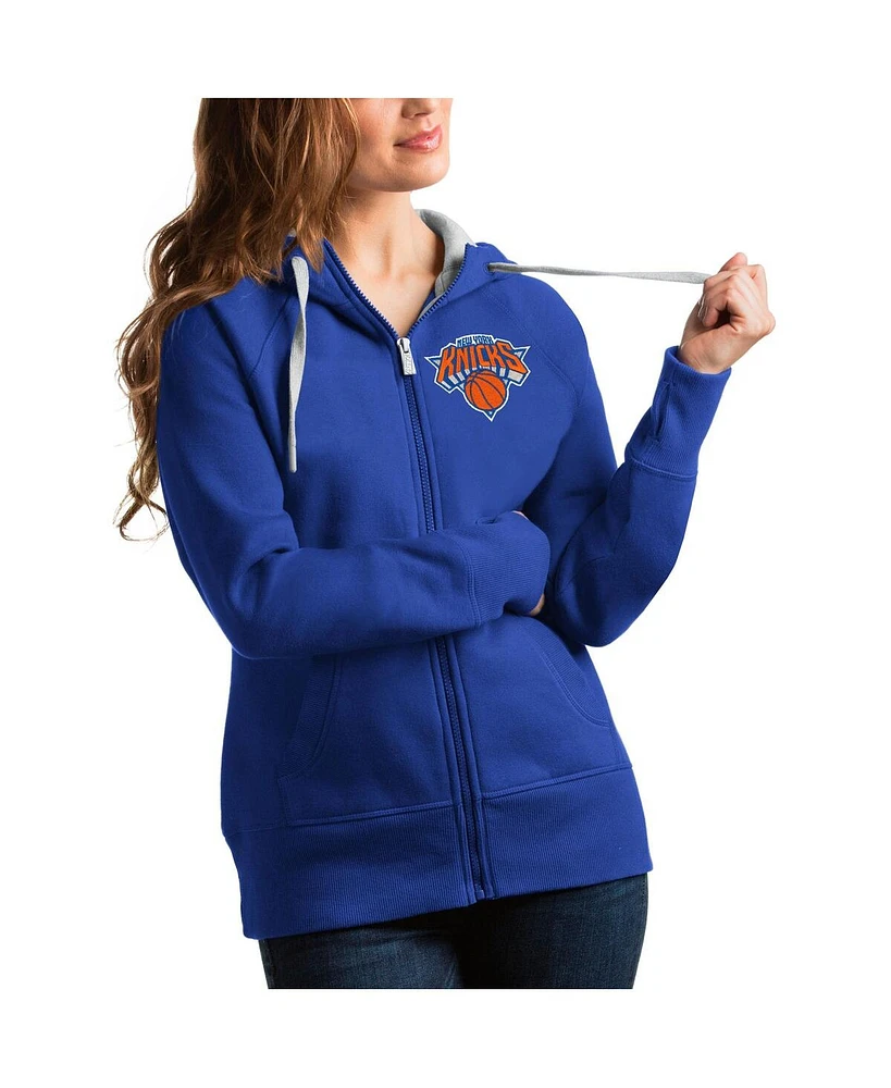 Antigua Women's Royal New York Knicks Victory Full-Zip Hoodie