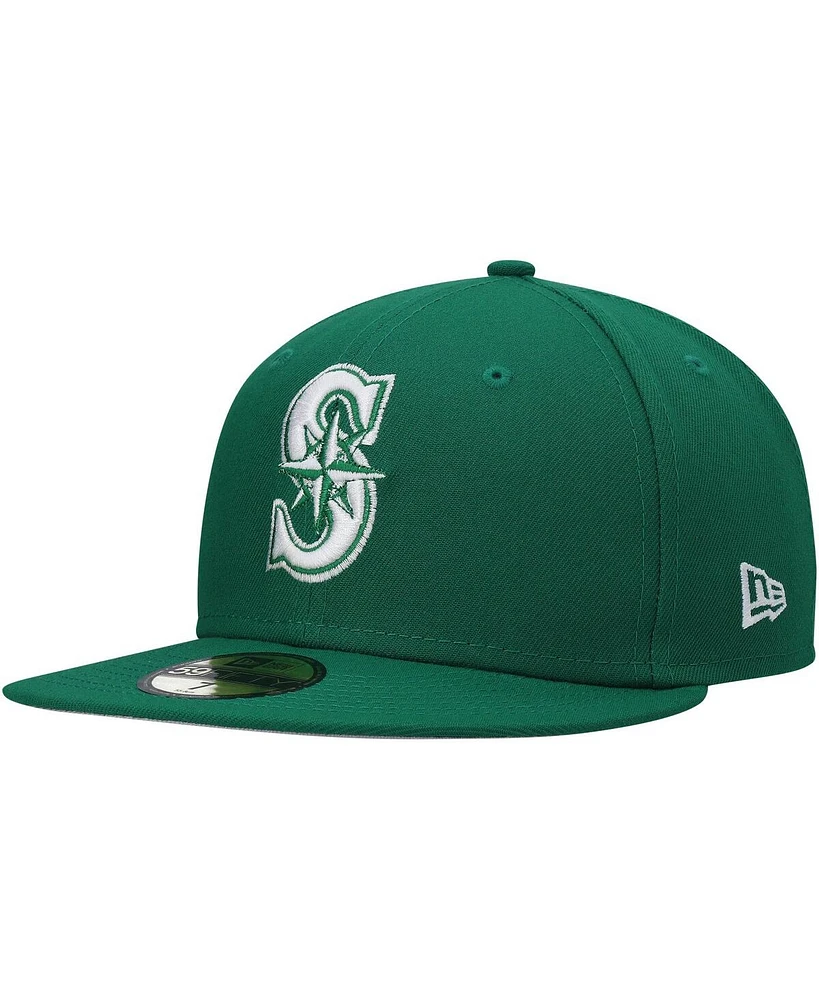 New Era Men's Kelly Green Seattle Mariners White Logo 59FIFTY Fitted Hat