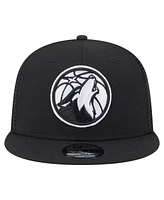 New Era Men's Black Minnesota Timberwolves 9FIFTY Snapback Trucker Hat