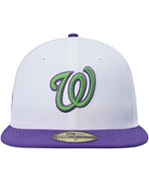 New Era Men's White Washington Nationals Side Patch 59FIFTY Fitted Hat