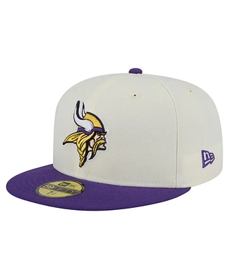 New Era Men's White/Purple Minnesota Vikings Main 59FIFTY Fitted Hat