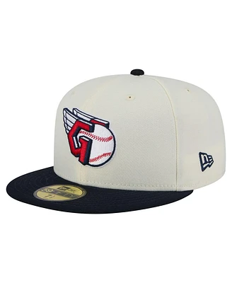 New Era Men's Cream Cleveland Guardians Chrome 59FIFTY Fitted Hat
