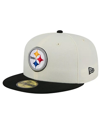 New Era Men's White/Black Pittsburgh Steelers Main 59FIFTY Fitted Hat