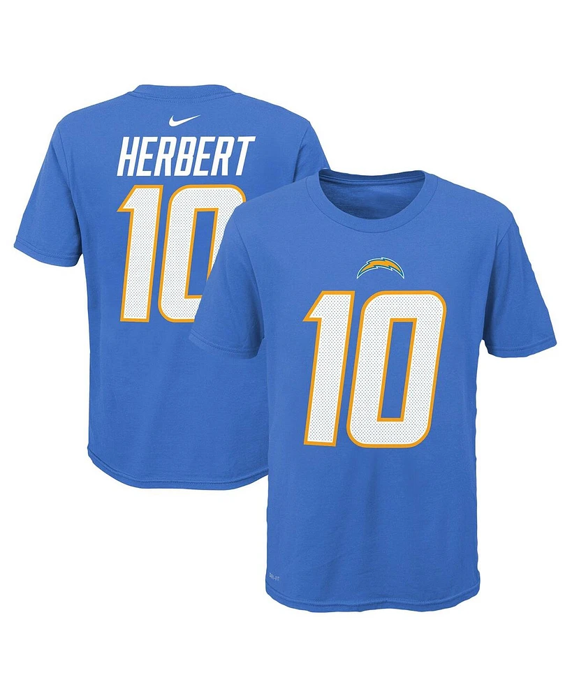 Nike Big Boys and Girls Justin Herbert Powder Blue Los Angeles Chargers Team Pride Player Name Number T-Shirt