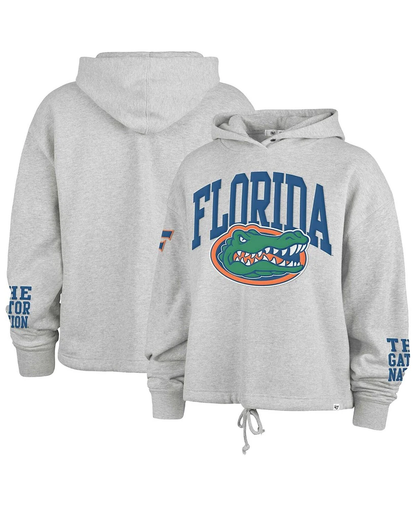 '47 Brand Women's Heather Gray Florida Gators High Hopes Long Sleeve Cropped Hoodie