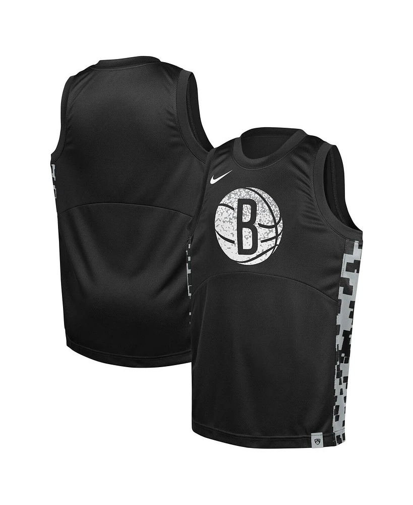 Nike Big Boys and Girls Black Brooklyn Nets Courtside Starting Five Team Jersey