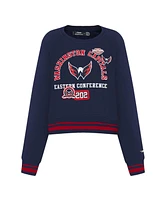 Pro Standard Women's Navy Washington Capitals Area Code Cropped Pullover Sweatshirt
