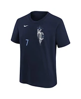 Nike Big Boys and Girls Bobby Witt Jr. Navy Kansas City Royals Fuse Connect Name Number T-Shirt
