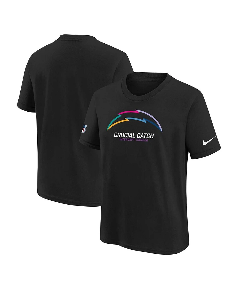 Nike Big Boys and Girls Black Los Angeles Chargers 2024 Nfl Crucial Catch T-Shirt