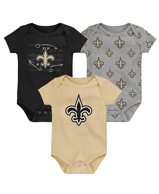 Outerstuff Baby Boys and Girls New Orleans Saints Team Starter Bodysuit Set, 3-Pack