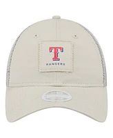 New Era Women's Light Beige Texas Rangers Square Stitch 9TWENTY Adjustable Hat