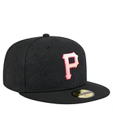 New Era Men's Black Pittsburgh Pirates Tonal Koi 59FIFTY Fitted Hat