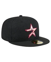 New Era Men's Black Houston Astros Tonal Koi 59FIFTY Fitted Hat