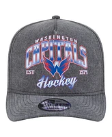 New Era Men's Charcoal Washington Capitals Throwback Washed A-Frame Pre-Curved 9FIFTY Snapback Hat
