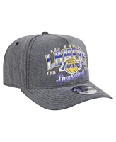 New Era Men's Charcoal Los Angeles Lakers Throwback Washed Pre-Curved 9FIFTY Snapback Hat