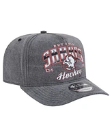 New Era Men's Charcoal Buffalo Sabres Throwback Washed A-Frame Pre-Curved 9FIFTY Snapback Hat