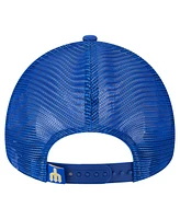 New Era Men's Royal Seattle Mariners Distressed 9FORTY A-Frame Adjustable Trucker Hat