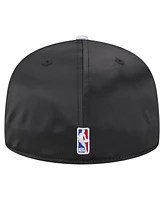 New Era Men's Black/Silver San Antonio Spurs Throwback Satin Vintage Pin Two-Tone 59FIFTY Fitted Hat