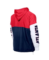 New Era Men's Navy/Red Atlanta Braves Color Block Full-Zip Hoodie Windbreaker Jacket