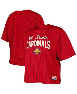 New Era Women's Red St. Louis Cardinals City Connect Multiplier Pinstripe Cropped T-Shirt