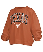 Pressbox Women's  Texas Longhorns Janise Arch Over Logo Waist Length Oversized Pullover Sweatshirt