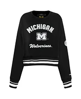 Pro Standard Women's Black Michigan Wolverines Cropped Pullover Sweatshirt