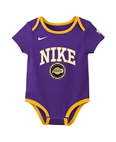 Nike Newborn Purple/Black Los Angeles Lakers Just Do It Bodysuit Set 2-Pack