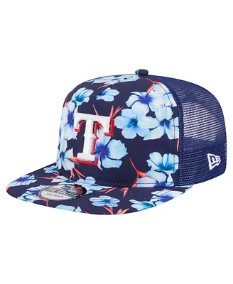 New Era Men's Royal Texas Rangers Adventure Pattern Golfer Trucker Snapback Hat