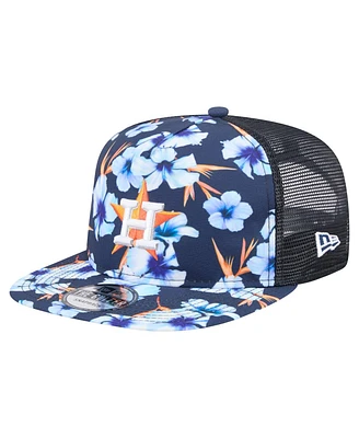 New Era Men's Navy Houston Astros Adventure Pattern Golfer Trucker Snapback Hat