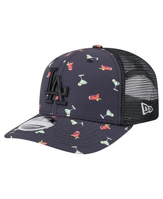 New Era Men's Black Los Angeles Dodgers Adventure Drinks Pattern 9SEVENTY Stretch-Snap Hat