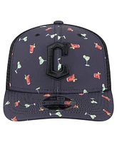 New Era Men's Black Cleveland Guardians Adventure Drinks Pattern 9SEVENTY Stretch-Snap Hat
