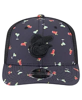 New Era Men's Black Baltimore Orioles Adventure Drinks Pattern 9SEVENTY Stretch-Snap Hat