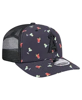 New Era Men's Black Los Angeles Angels Adventure Drinks Pattern 9SEVENTY Stretch-Snap Hat