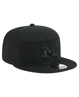 New Era Men's Black Michigan Wolverines Adventure Canvas Split Panel 9FIFTY Snapback Hat